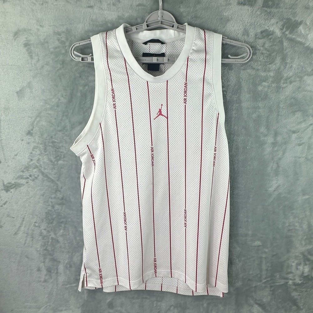 Jordan Brand Air Jordan White Red Pinstripe Basketball Jersey Mens Medium